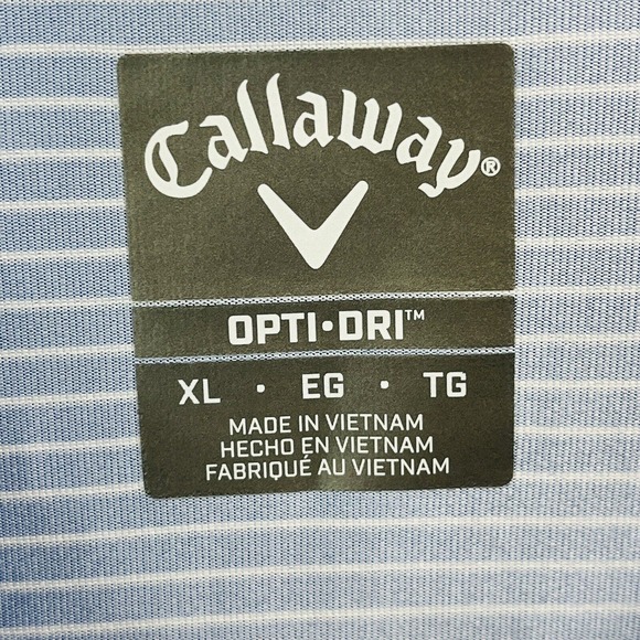 Mens XL Callaway Opti-Dry‎ Golf Shirt Light Blue White Stripe Short Sleeve Polo - Picture 3 of 5